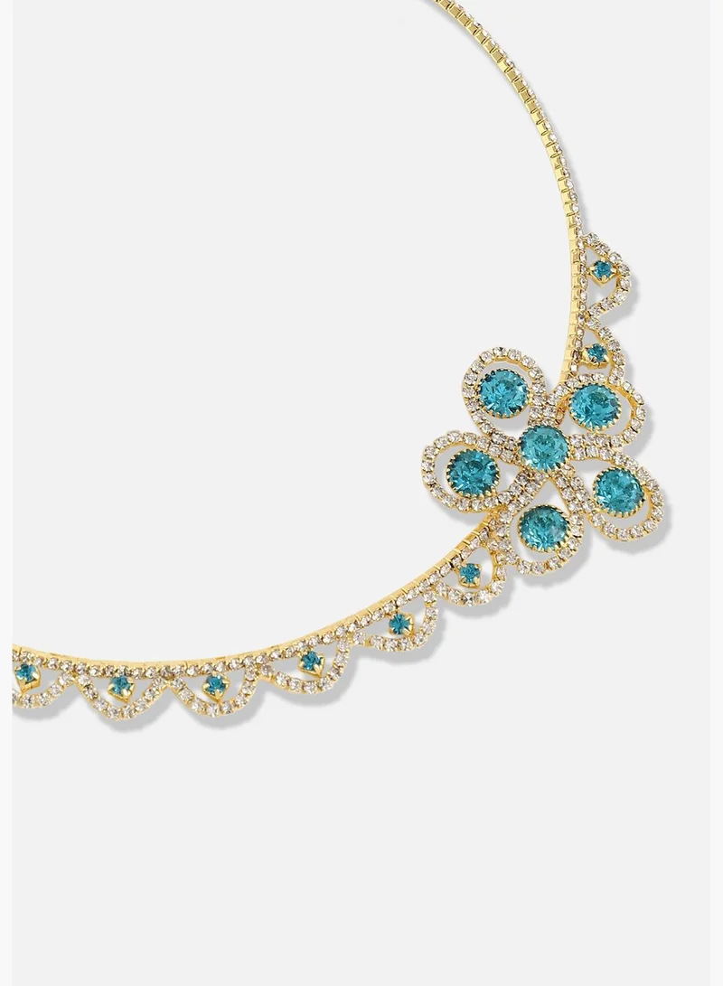 SOHI Silver Plated Designer Stone Party Necklace and Earring Set For Women