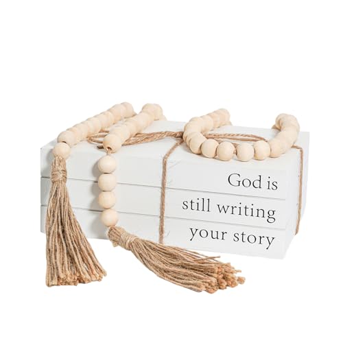 RUIRUICO Decorative Books for Home Decor, Wooden Faux Book for Decoration, Farmhouse Stacked Display Books (God is still writing your story) - Image 1