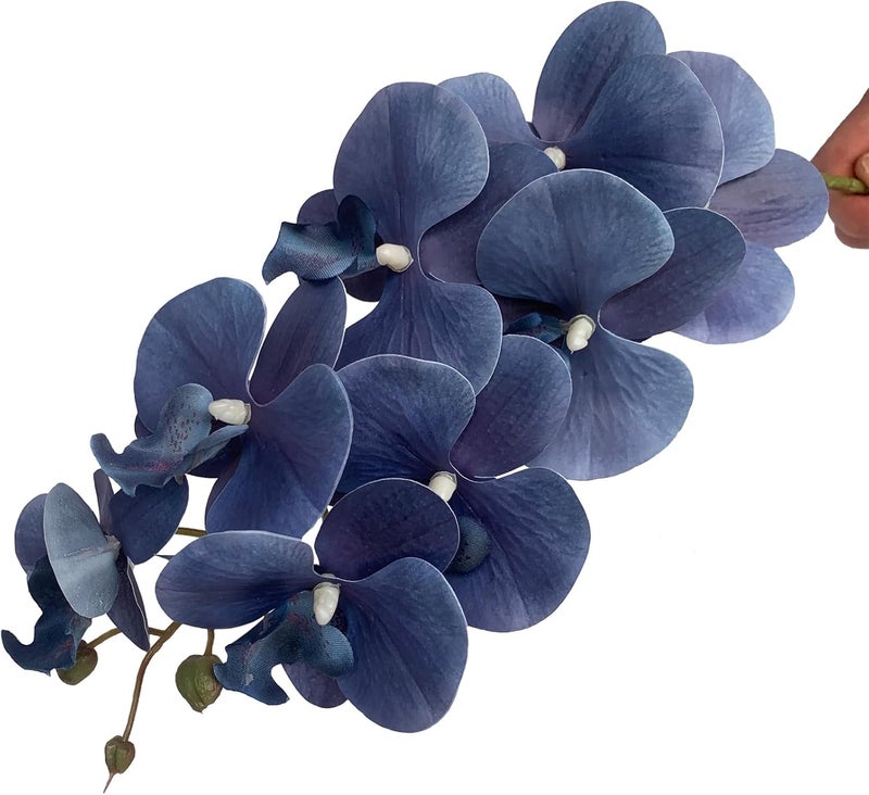 FagusHome 32 Inch Artificial Phalaenopsis Flowers 6 Pcs Artificial Orchid Flowers Stem Plants for Home Décor (Dark Blue) - Image 4