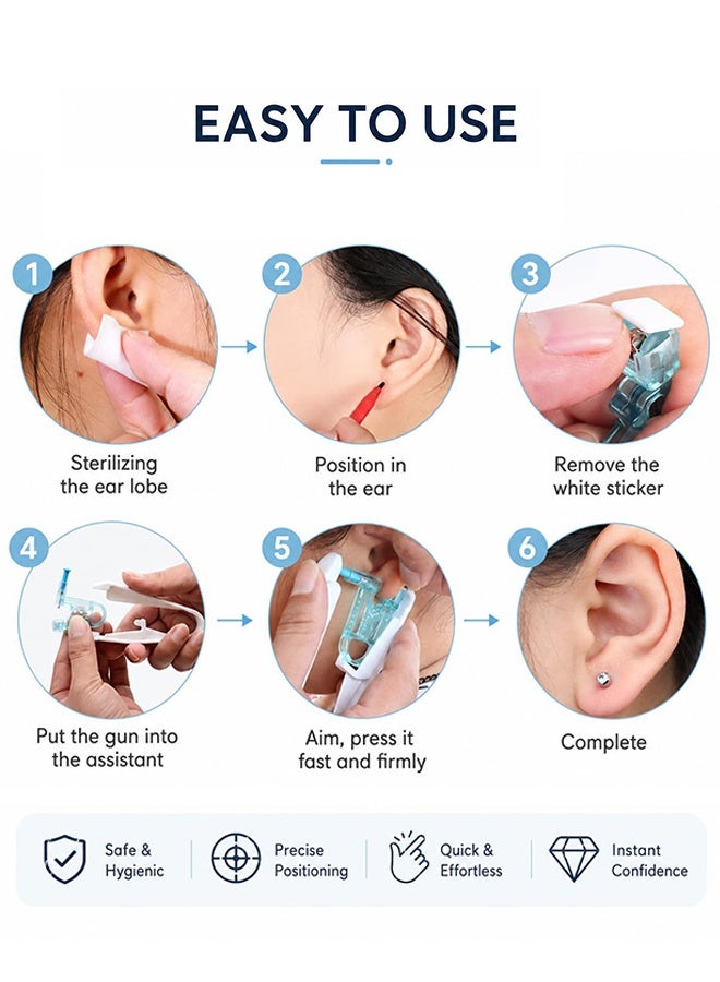 سويت لايف طقم ثقب الأذن، 6 قطع من أقراط الأذن للاستخدام مرة واحدة مقاس 4 مم مع أقراط أذن ومسدس ثقب الأذن وأداة مساعدة واحدة. - Image 5