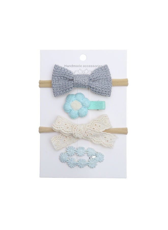 D'Daniela Ria Ribbon Bow Clip Set with Ponytail For Babies and Girls - Blue - Image 1