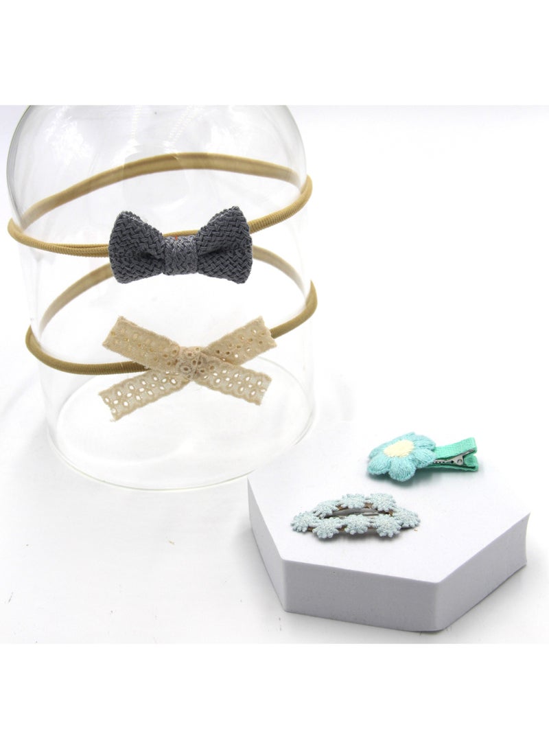 D'Daniela Ria Ribbon Bow Clip Set with Ponytail For Babies and Girls - Blue - Image 3