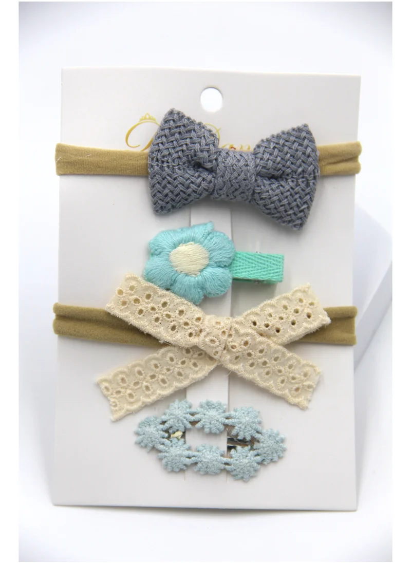دىدانيالا Ria Ribbon Bow Clip Set with Ponytail For Babies and Girls - Blue