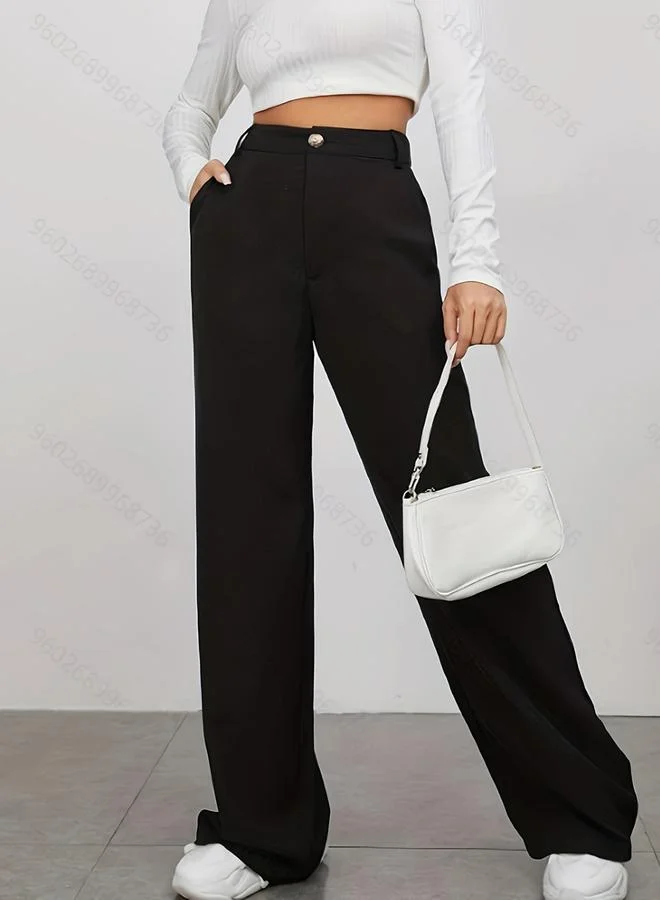 تايك تو بنطال واسع الساق بلون سادة