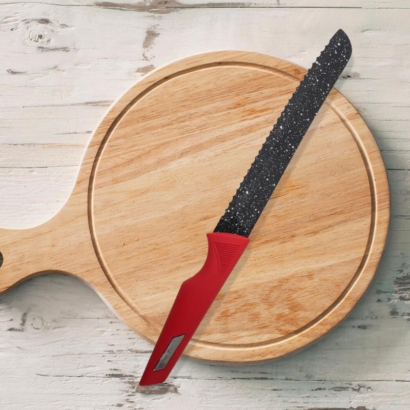 pepplo Chef Knife Set With Peeler Stainless Steel NonStick Kitchen Knife Professional Chopper High Carbon German Steel Blade With Comfortable Ergonomic Handle Anti Rust Wear Resistant Black 6 Piece - Image 5