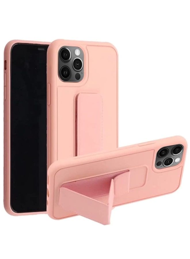 Zolo Finger Grip Holder and Standing Cover with Car Magnetic Multi function Shockproof Protective Case Cover For iPhone 14 Pro Pink - Image 1