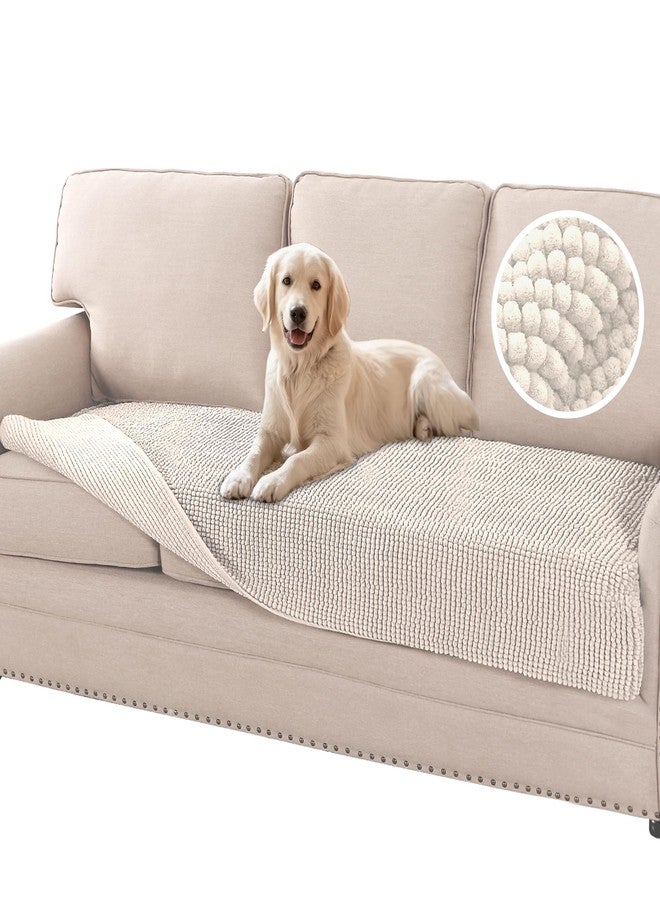 Flamingo P Chenille Dog Bed Cover Thick Couch Cover for Dogs Washable Pet Sofa Cover Protector Non-Slip Couch Covers for 3 Cushion Couch Furniture Protector Pet Friendly, 35" x 74" Ivory - Image 1