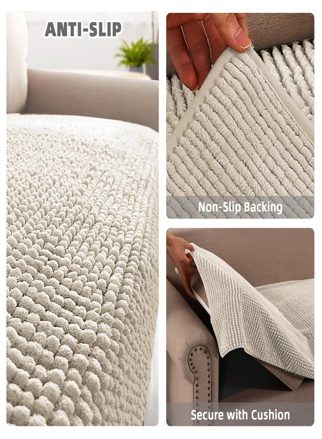 Flamingo P Chenille Dog Bed Cover Thick Couch Cover for Dogs Washable Pet Sofa Cover Protector Non-Slip Couch Covers for 3 Cushion Couch Furniture Protector Pet Friendly, 35" x 74" Ivory - Image 2