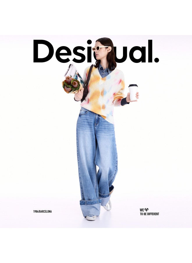 DESIGUAL 25 خريف شتاء جديد من الصوف المخلوط برباط ملون مطبوع يدويًا - Image 3
