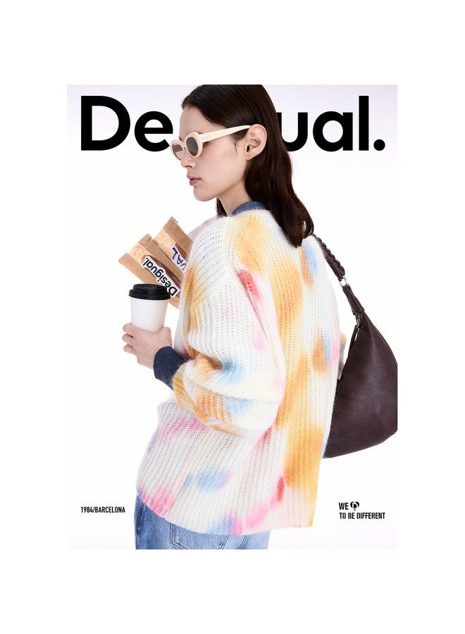 DESIGUAL 25 خريف شتاء جديد من الصوف المخلوط برباط ملون مطبوع يدويًا - Image 2