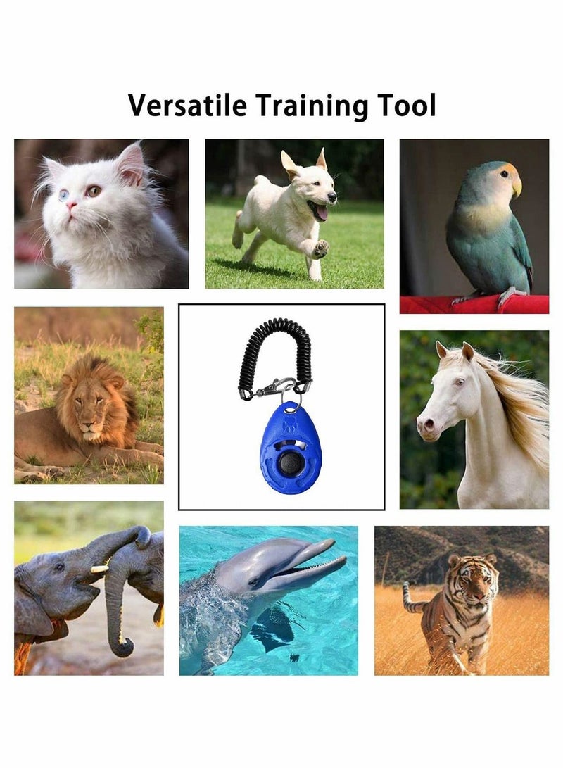 Excefore نقر كلب، نقرات تدريب الكلاب أدوات تدريب الحيوانات الأليفة مع حزام معصم، لأدوات تدريب فعالة للكلاب والقطط والطيور - أزرق وأبيض، 2 عبوة - Image 4