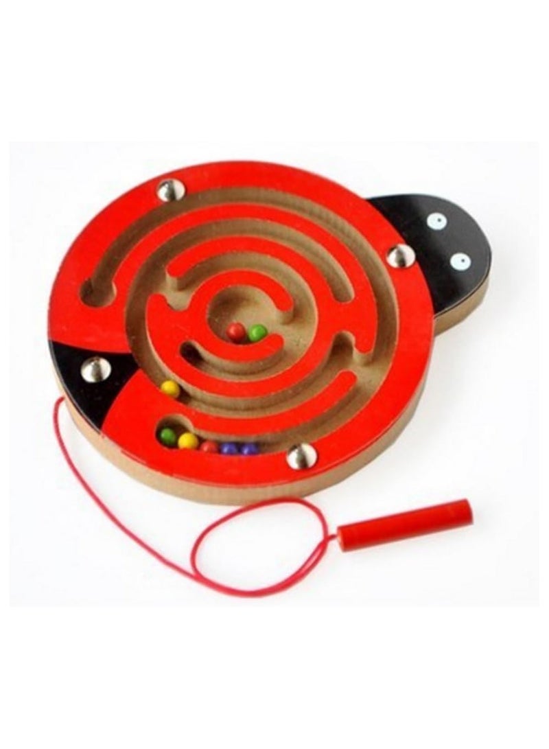 Elopik Small Wooden Circle Driving Maze Puzzle - Bead Maze - Educational Toy - Ladybug Game - Image 1