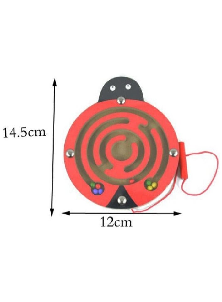 Elopik Small Wooden Circle Driving Maze Puzzle - Bead Maze - Educational Toy - Ladybug Game - Image 2