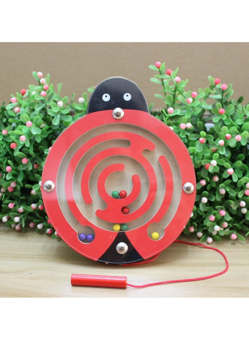 Elopik Small Wooden Circle Driving Maze Puzzle - Bead Maze - Educational Toy - Ladybug Game - Image 3
