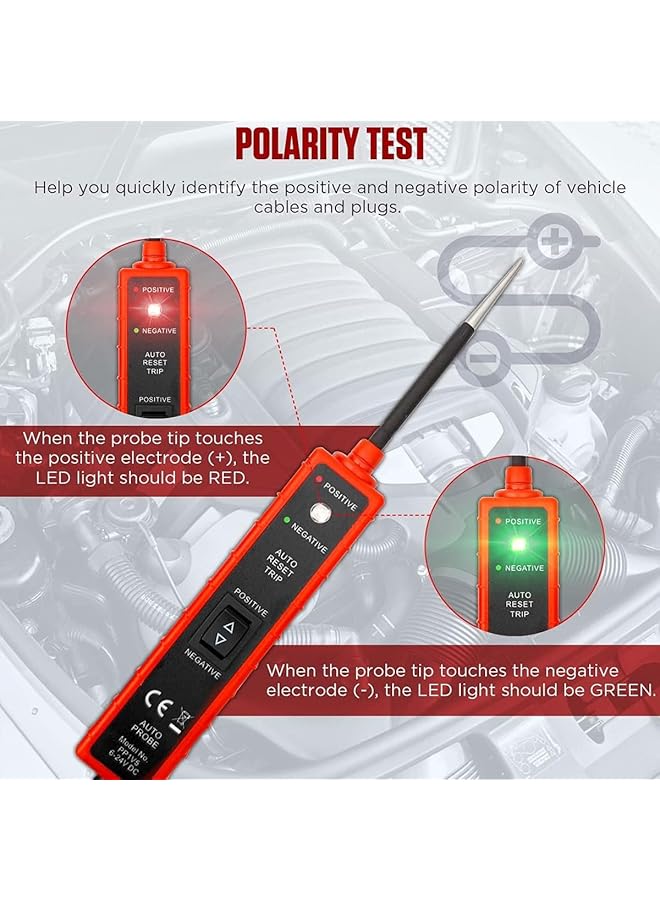 Excefore Automotive Circuit Tester, Test Light Automotive With 4M Test Lead, 6V 12V 24V Dc Led Light Tester Fuse Tester, Circuit Tester Auto 12V Electrical System Tools For Car Truck Marine Motorcycle Suv Boat - Image 3