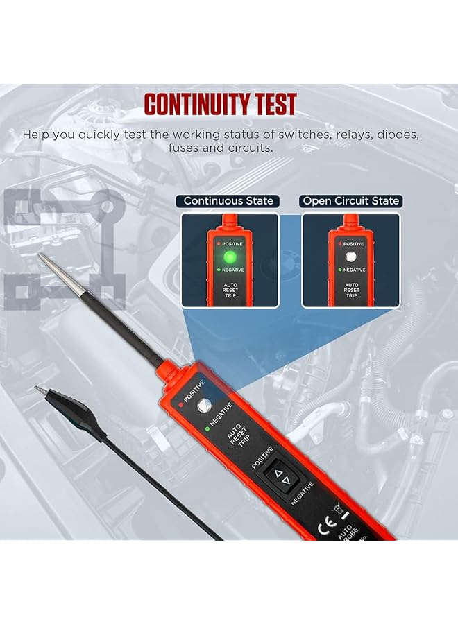 Excefore Automotive Circuit Tester, Test Light Automotive With 4M Test Lead, 6V 12V 24V Dc Led Light Tester Fuse Tester, Circuit Tester Auto 12V Electrical System Tools For Car Truck Marine Motorcycle Suv Boat - Image 4