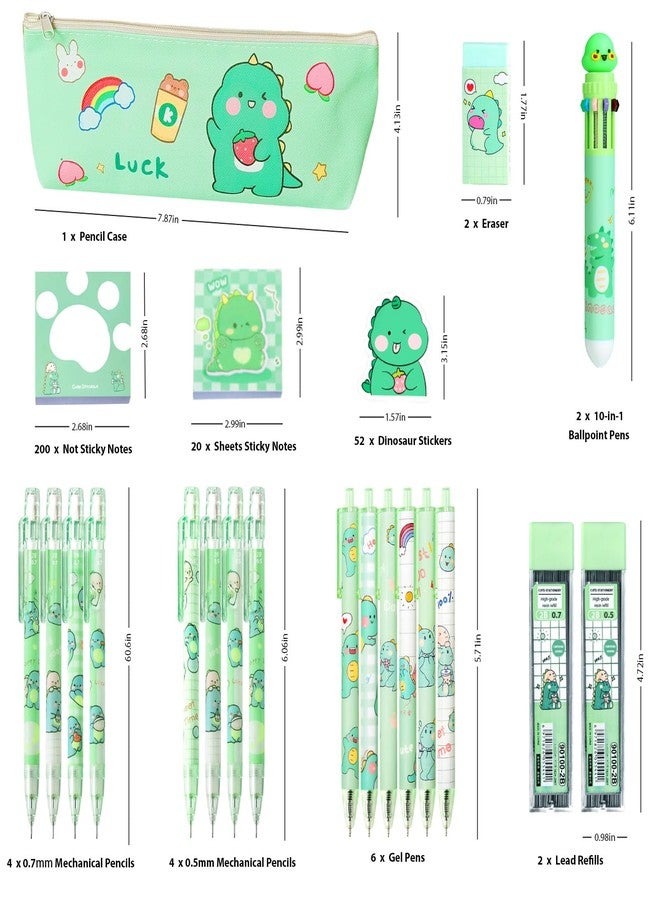 Daphilly Dinosaur School Supplies,Includes Erasers,Mechanical Pencils,Lead Refills,Pens,Stickers,Sticky Notes,Ballpoint Pens,Pencil Holder,for Office School Supplies - Image 2