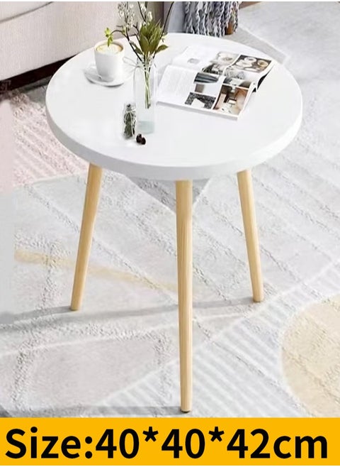 Coffee Table Round, Home Modern Simple Small Round Side Table, Creative Corner Table in Balcony Living Room, 40x40x42cm Afternoon Tea Small Table(White)