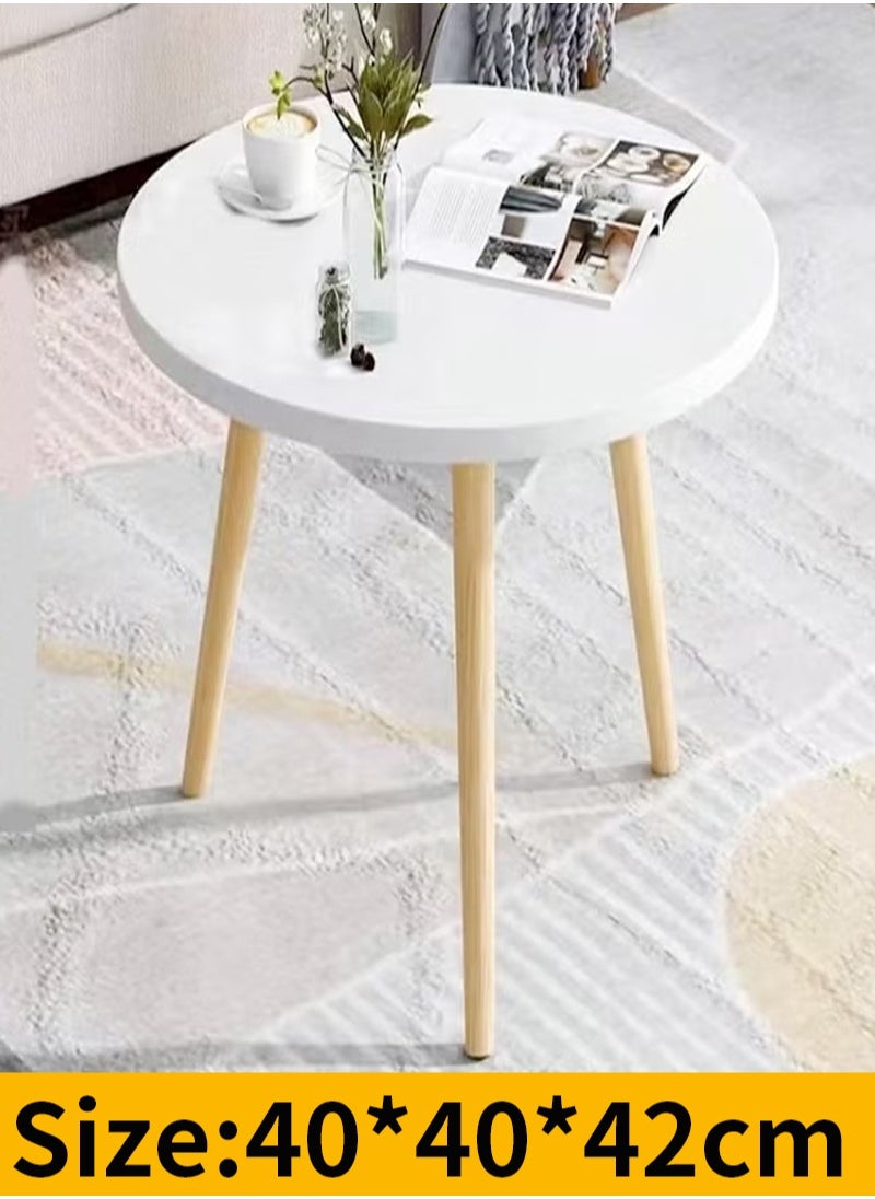 Coffee Table Round, Home Modern Simple Small Round Side Table, Creative Corner Table in Balcony Living Room, 40x40x42cm Afternoon Tea Small Table(White)