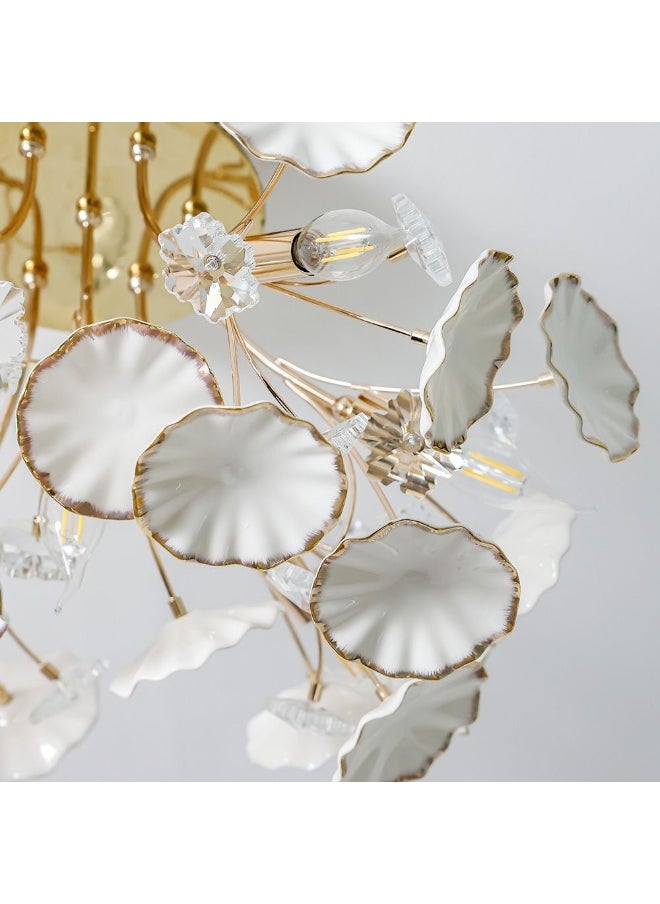 DANUBE HOME Danube Home Roma Crystal Chandelier For Bedroom|7-Lights Indoor Lighting Fixture With E14 Socket| Ceiling Lights Ceramic Frame Modern Chandelier L50Xw50Xh30Cm - White/Gold Finish (2 Year Warranty)  - Image 2