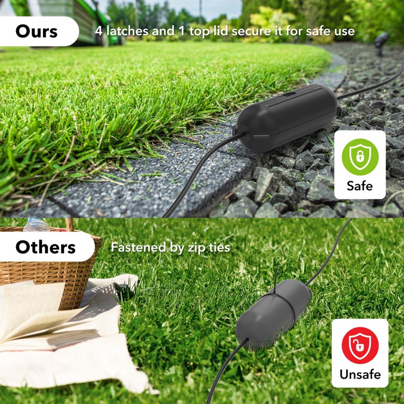 BN-LINK [3 Pack] Outdoor Extension Cord Cover Waterproof, BN-LINK Outdoor Plug Protector, Electrical Connection Box for Holiday String Lights & Tools, Black - Image 4
