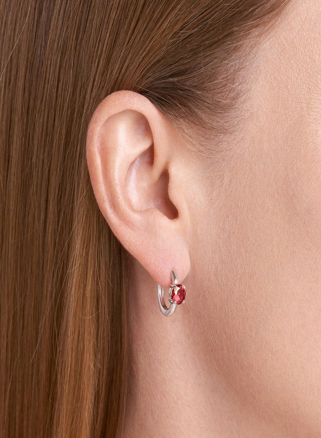 مورجان آند بايدج أقراط حلقية من الفضة الإسترليني عيار 925 مطلية بالروديوم من مورغان آند بيج، مرصعة بحجر العقيق الأصلي، للنساء - خيار من مجوهرات أحجار الميلاد، أقراط مضادة للحساسية، هدايا مجوهرات فضية لها - Image 2