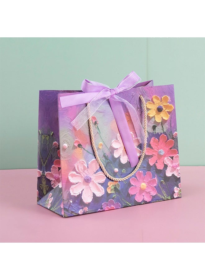 Color Gift Bag with Handle, Oil Painting Gift Paper Bags Medium Size Small Gift Bags Birthday Craft Paper Gift Bags for Presents,Birthdays, Mother's Day,Weddings, Party - Image 1