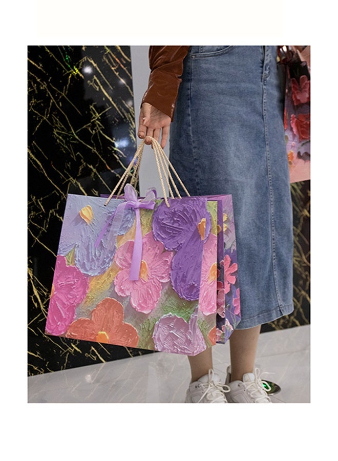 Color Gift Bag with Handle, Oil Painting Gift Paper Bags Medium Size Small Gift Bags Birthday Craft Paper Gift Bags for Presents,Birthdays, Mother's Day,Weddings, Party - Image 2
