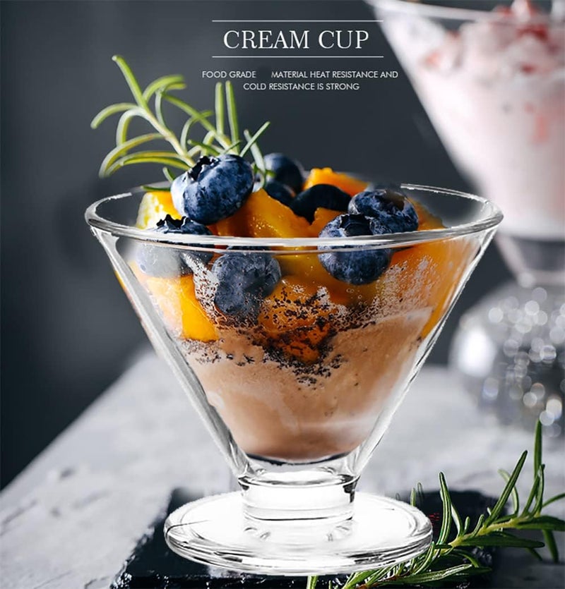 Cezoyx 6 Pack Glass Dessert Bowls, 5.6 Oz Clear Footed Dessert Cups Glass Ice Cream Bowl for Sundae, Ice Cream, Pudding, Salad, Snack, Fruit and Dessert - Image 5