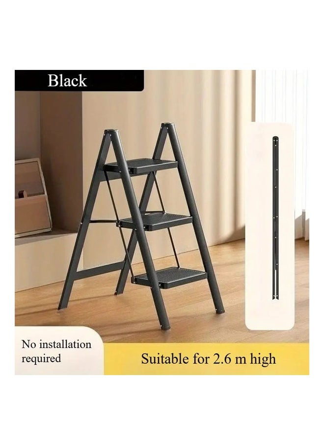 Sharpdo A strong and durable metal ladder with 3 steps made of aluminum alloys, featuring a foldable design with non-slip treads that can support a weight of 150 kg. It's easy to store and move with a space-saving design that requires no assembly, suitable for all household, commercial, kitchen, and office tasks. It's ideal for storing and cleaning plants; additionally, it can be used as a display unit or plant holder  - Image 4