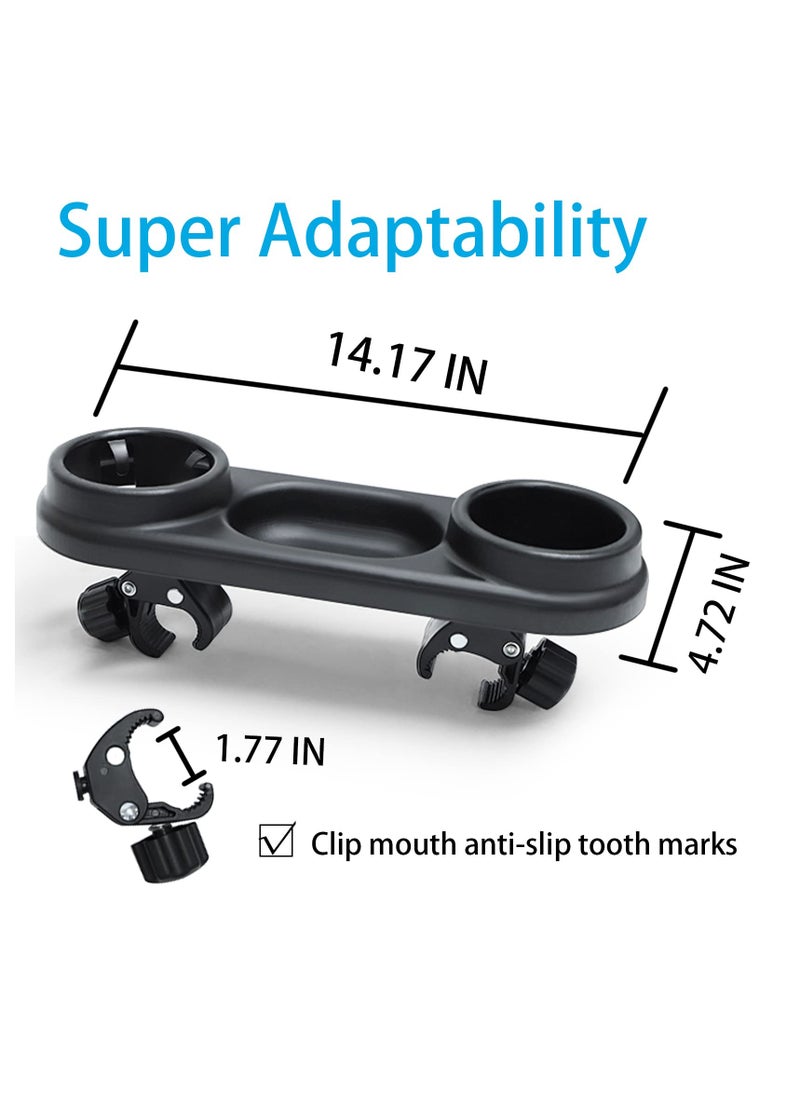 Excefore - Stroller Snack Tray with Cup Holder, Universal Stroller Snack Attachment, Upgraded Removable Non-Slip Grip Clip for Stroller Bar, Large Capacity - Image 1