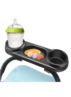 Excefore Stroller Snack Tray with Cup Holder, Universal Stroller Snack Attachment, Upgraded Removable Non-Slip Grip Clip for Stroller Bar, Large Capacity  - Image 2