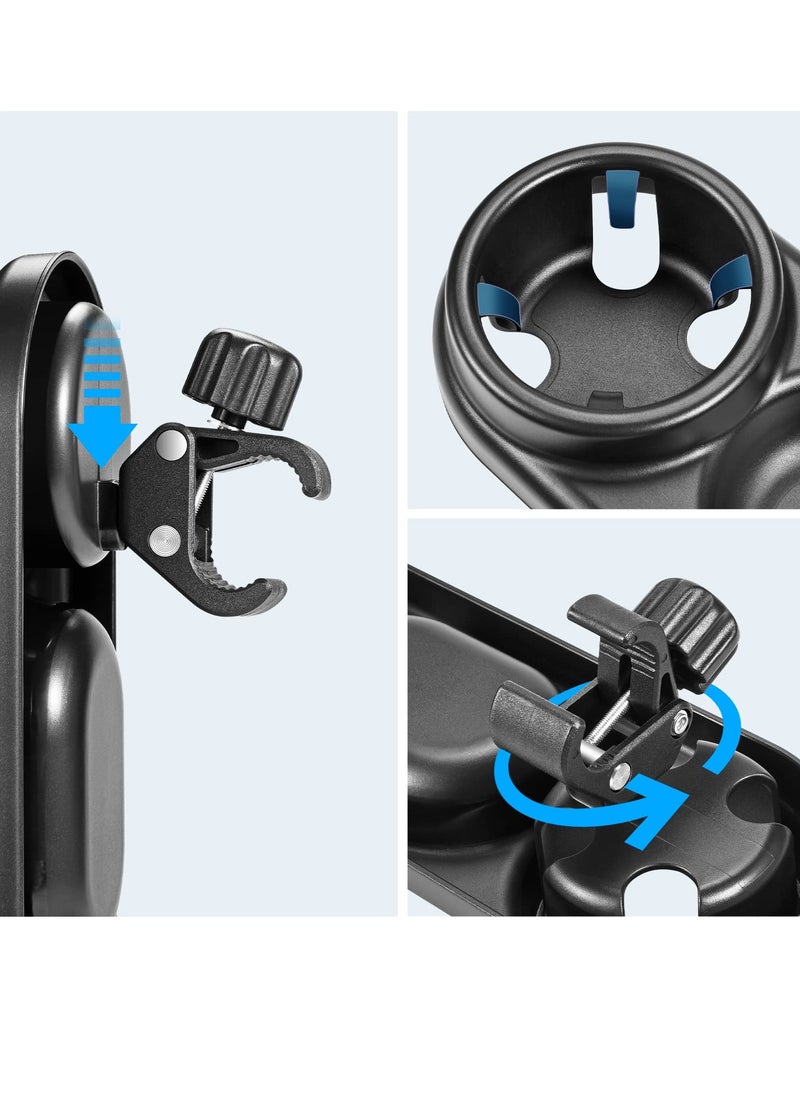 Excefore - Stroller Snack Tray with Cup Holder, Universal Stroller Snack Attachment, Upgraded Removable Non-Slip Grip Clip for Stroller Bar, Large Capacity - Image 1