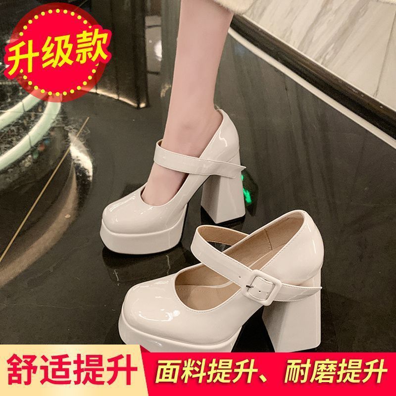 Mary Jane Shoes, Waterproof Platform, Platform Sole, High Heels, Wedding Shoes, Heightening French Thick Heel Barbie Shoes - Image 1