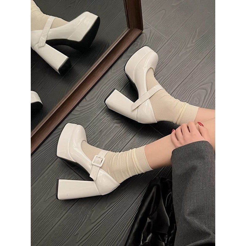 Mary Jane Shoes, Waterproof Platform, Platform Sole, High Heels, Wedding Shoes, Heightening French Thick Heel Barbie Shoes - Image 3