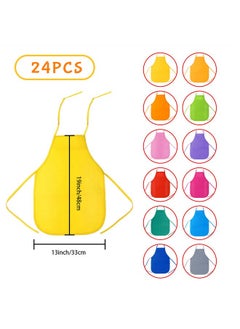 Pllieay 24 Pieces 12 Colors Kids Art Smocks Non Woven Artist Fabric Aprons For Children 3 7 For Kitchen Classroom Community Event Crafts And Art Painting Activity  - Image 2