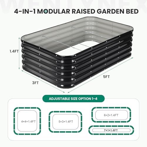 TwentyNext 5×3×1.4FT Galvanized Raised Garden Bed Outdoor, Metal Raised Garden Bed Kit, Large Planter Raised Beds, 4 In1 Modular Raised Planter Box Outdoor,Raised Beds for Gardening for Vegetables Flowers Herbs - Image 2