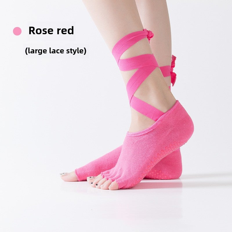 Loquat Professional Tie-Up Toe-Separating Yoga Socks Red - Image 5