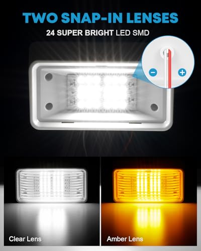 Kohree 320 Lumen LED RV Porch Light Exterior Utility 12V Lighting Fixture LED Panel, Replacement Lighting for RVs, Trailers, Campers, 5th Wheels. White Base, Clear and Amber Lenses Included 2 Packs - Image 4