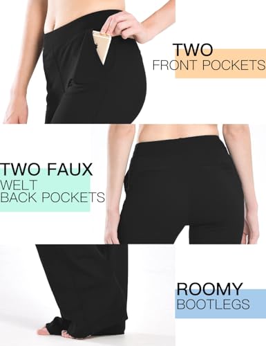 Safort 31" 34" Women Bootcut Yoga Tall Dress Pants Flare Long Trousers Work Stretchy Business Casual Slacks Pockets, 34", Black, L - Image 4