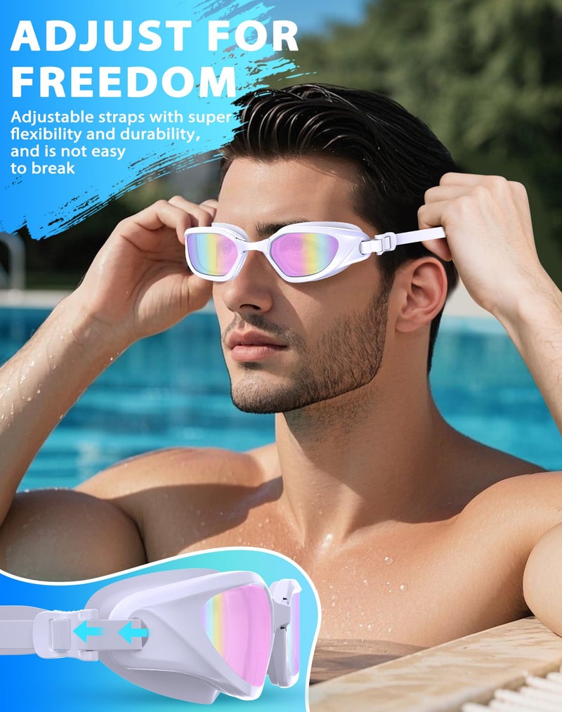 Vegemono Swim Goggles, Unisex Adult Swimming Goggles Anti Fog Anti UV No Leakage Wide View for Men Women Youth - Image 2