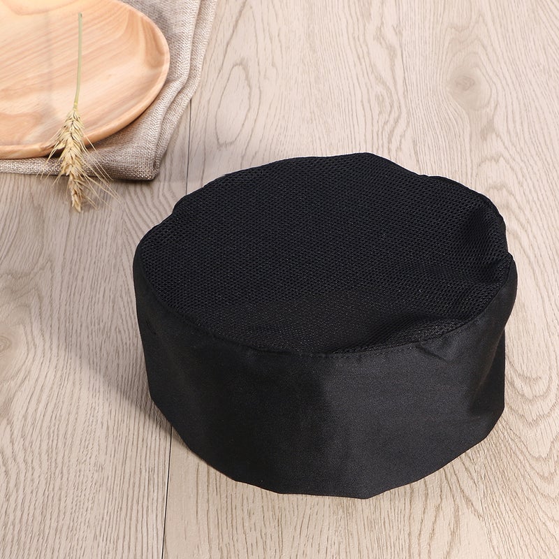 2pcs Breathable Mesh Chef Professional Catering Chefs Hat with Adjustable Strap Black - Image 5