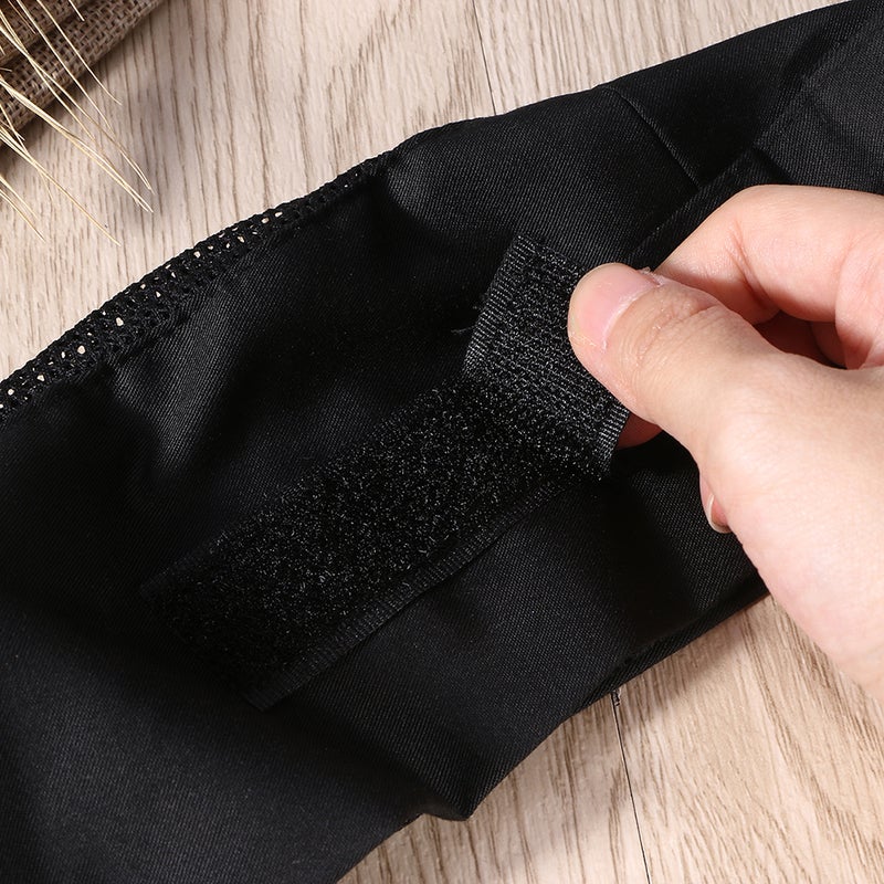 2pcs Breathable Mesh Chef Professional Catering Chefs Hat with Adjustable Strap Black - Image 4