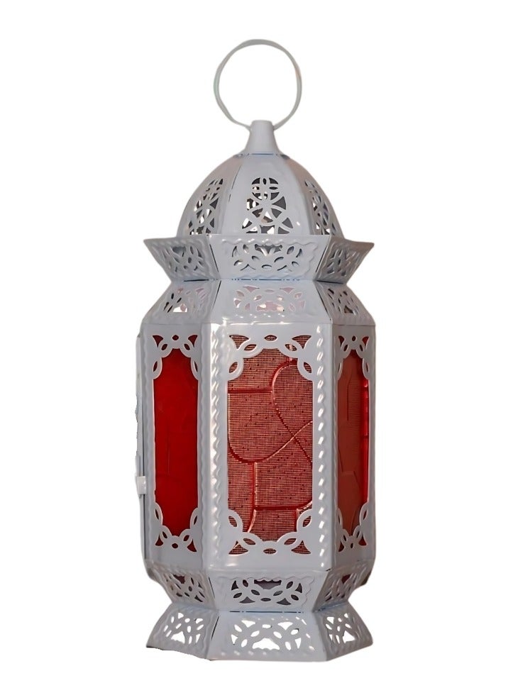 Large metal flower lantern - gray - glass color may vary - Image 2