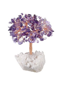 mookaitedecor Natural Amethyst Crystal Money Tree with Rock Quartz Cluster Base, Healing Crystal Feng Shui Tree for Table Display Home Decoration
