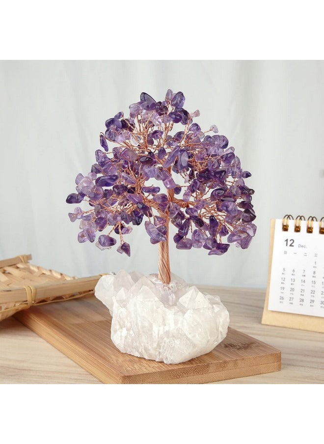 mookaitedecor - mookaitedecor Natural Amethyst Crystal Money Tree with Rock Quartz Cluster Base, Healing Crystal Feng Shui Tree for Table Display Home Decoration - Image 1