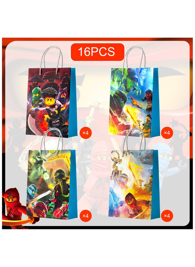 FRUITFUL PARTY Ninja Favor Bags - 16 Pcs Ninja Party Bags, Ninja Birthday Favor Bags, Ninja Candy Bags for Boys/Girls Kids Ninja Theme Birthday Party Decoration Supplies - Image 2
