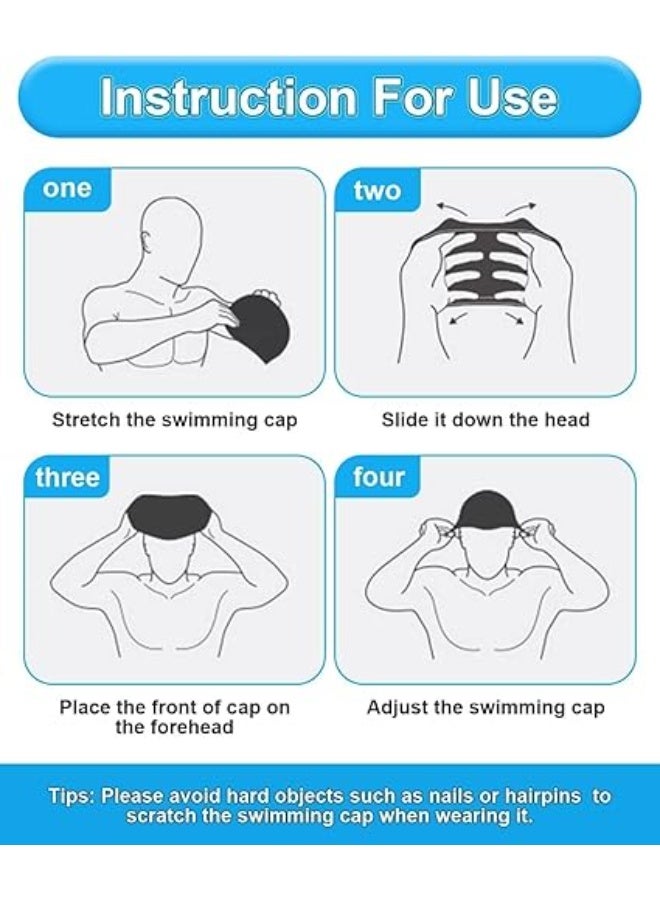 MUMS PLANET High-performance silicone swim cap with a hydrodynamic shape, one size fits all for adults - multi-color-Swimming cap - beach and pool supplies - Image 4