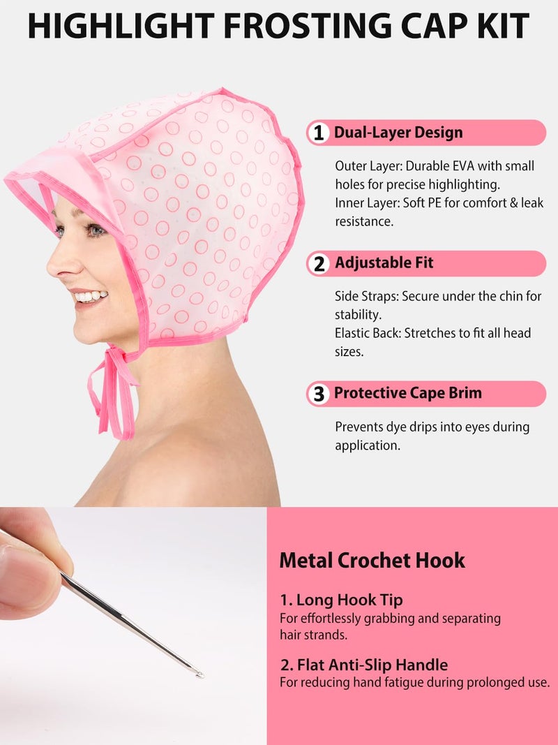 YOOVR 19PCS Hair Bleach Highlighting Kit with Hair Dye Brush and Bowl Set Color Whisk, Highlight Frosting Cap with Hook, Disposable Gloves Capes, Home Use Salon Tools for Hair Bleaching Coloring Dying - Image 3