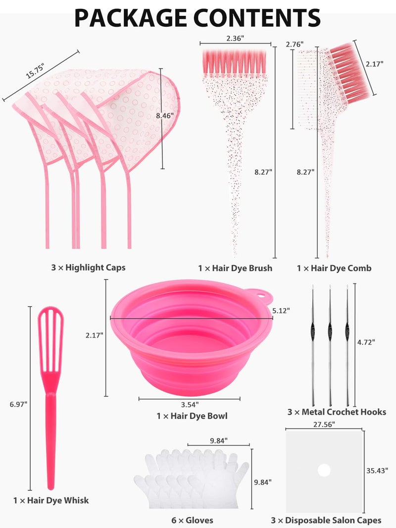 YOOVR 19PCS Hair Bleach Highlighting Kit with Hair Dye Brush and Bowl Set Color Whisk, Highlight Frosting Cap with Hook, Disposable Gloves Capes, Home Use Salon Tools for Hair Bleaching Coloring Dying - Image 2